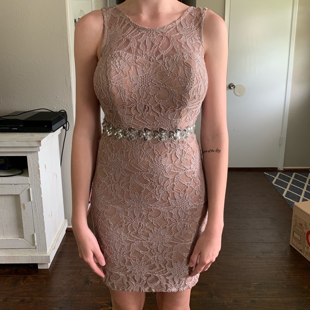 Tan Short Formal Dress Size 3